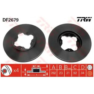 TRW DF2679 Jarrulevy - Ilmastoitu, Musta, 282mm Ulkohalkaisija TRW DF2679 Jarrulevy - Ilmastoitu, Musta, 282mm Ulkohalkaisija