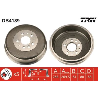 TRW DB4189 Τάμπουρ Φρένου Volkswagen Transporter 4 TRW DB4189 Τάμπουρ Φρένου Volkswagen Transporter 4