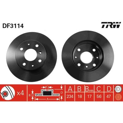 TRW Set med 2 ventilerade skivor 18mm 100mm - Disc Brake TRW Set med 2 ventilerade skivor 18mm 100mm - Disc Brake
