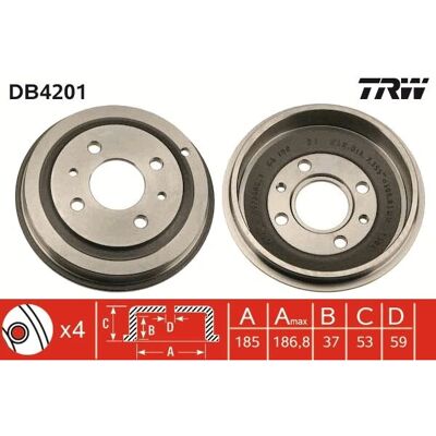 TRW DB4201 Tambour de Frein - FIAT Cinquecento, Seicento / 600 portes - Publicité TRW DB4201 Tambour de Frein - FIAT Cinquecento, Seicento / 600 portes - Publicité