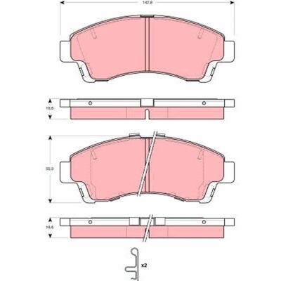 TRW GDB3321 Bremseklossesett - Foran, Lavmetallisk, med tilbehør TRW GDB3321 Bremseklossesett - Foran, Lavmetallisk, med tilbehør