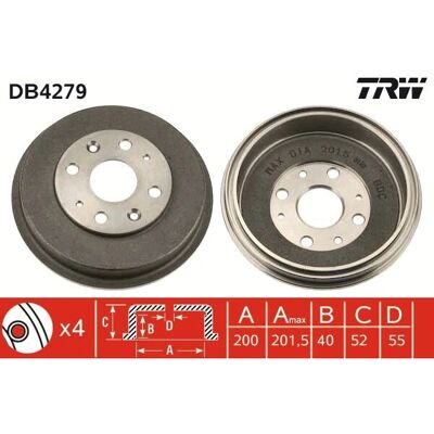 TRW DB4279 Mazda bremsedrum - Bremsedrum - TRW TRW DB4279 Mazda bremsedrum - Bremsedrum - TRW