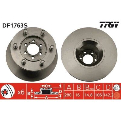 TRW DF1763S Δίσκος φρένων για IVECO Daily - Brake Disc TRW DF1763S Δίσκος φρένων για IVECO Daily - Brake Disc