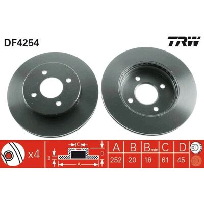 Δίσκος φρένων TRW DF4254 με εξαερισμό - Δίσκος φρένων Δίσκος φρένων TRW DF4254 με εξαερισμό - Δίσκος φρένων
