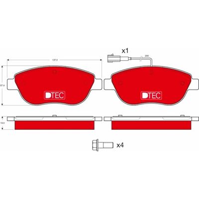 Trw Dtec Remblokken - Stofreducerende vooras - Abarth 500 Fiat Bravo Trw Dtec Remblokken - Stofreducerende vooras - Abarth 500 Fiat Bravo