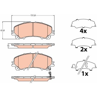 TRW GDB2222 Bremseklodssæt - Foraksel - 16mm Tykkelse TRW GDB2222 Bremseklodssæt - Foraksel - 16mm Tykkelse