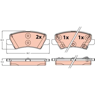 TRW GDB2248 - Kia Picanto III Bremssattelset mit Verschleißanzeiger TRW GDB2248 - Kia Picanto III Bremssattelset mit Verschleißanzeiger