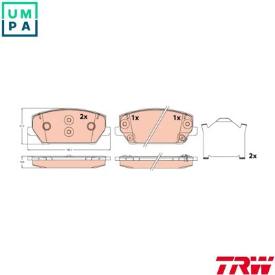 TRW GDB2251 Kia Bremsbelagsatz - Vorderachse, Disc, Low-Metallic TRW GDB2251 Kia Bremsbelagsatz - Vorderachse, Disc, Low-Metallic