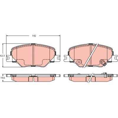 TRW GDB2424 Jarrupalat Opel Insignia, kulutuksenilmaisin kanssa TRW GDB2424 Jarrupalat Opel Insignia, kulutuksenilmaisin kanssa