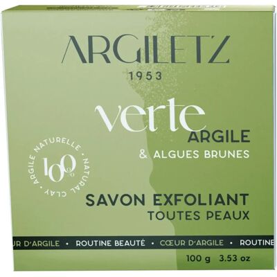 Savon exfoliant corps à l’argile verte et algues brunes - Argiletz - Publicité Savon exfoliant corps à l’argile verte et algues brunes - Argiletz - Publicité