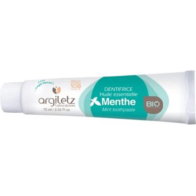 Dentifrice Menthe Bio Argiletz - 75 ml - Soin Dentaire Naturel - Publicité Dentifrice Menthe Bio Argiletz - 75 ml - Soin Dentaire Naturel - Publicité