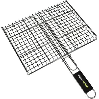 Parrilla de Acero Reutilizable para Barbacoa Cookin Garden 40x30cm Mango Soft Touch - Parrilla Parrilla de Acero Reutilizable para Barbacoa Cookin Garden 40x30cm Mango Soft Touch - Parrilla