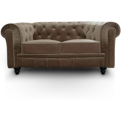 Menzzo Grand - Chesterfield - Velours Taupe - 3 places - Canapé - Publicité Menzzo Grand - Chesterfield - Velours Taupe - 3 places - Canapé - Publicité