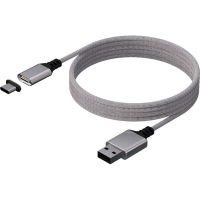 Câble magnétique en nylon Konix 3m USB A à C - Blanc - Publicité Câble magnétique en nylon Konix 3m USB A à C - Blanc - Publicité