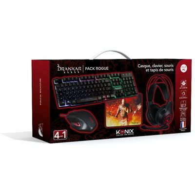 Konix Drakkar KX DK PACK 4 EN 1 ROGUE - Clavier + Casque + Tapis + Souris Konix Drakkar KX DK PACK 4 EN 1 ROGUE - Clavier + Casque + Tapis + Souris