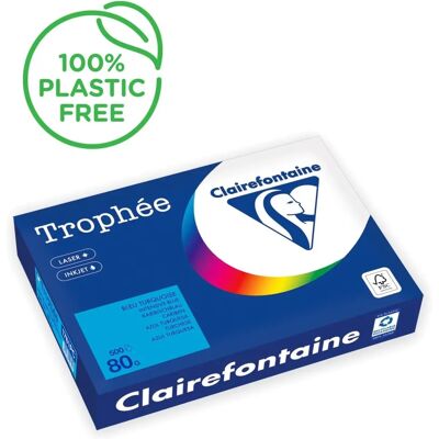 Papier de copie Clairefontaine Trophée turquoise A4 80 g 500 feuilles - Publicité Papier de copie Clairefontaine Trophée turquoise A4 80 g 500 feuilles - Publicité