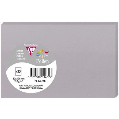 Clairefontaine 25 Cartes Pollen 82x128mm - Gris koala - Cartes Clairefontaine 25 Cartes Pollen 82x128mm - Gris koala - Cartes