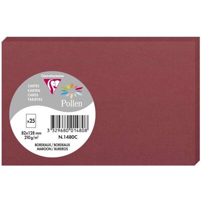 Clairefontaine Bordeaux Pollen Karten - Säurefrei, FSC, 82x128mm Clairefontaine Bordeaux Pollen Karten - Säurefrei, FSC, 82x128mm