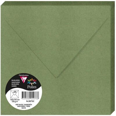 Clairefontaine Pollen Boríték - 165x165mm, Zsálya zöld, 20 db Clairefontaine Pollen Boríték - 165x165mm, Zsálya zöld, 20 db