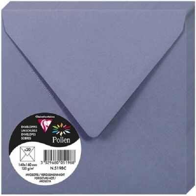 Clairefontaine Enveloppes Pollen Myosotis 140x140mm - Lot de 4 Clairefontaine Enveloppes Pollen Myosotis 140x140mm - Lot de 4