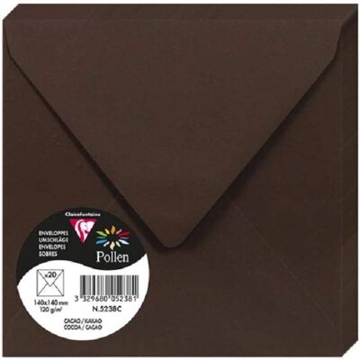 Ensemble d'enveloppes Cacao Clairefontaine - 20 pcs, 140x140mm, 120g/m² Ensemble d'enveloppes Cacao Clairefontaine - 20 pcs, 140x140mm, 120g/m²