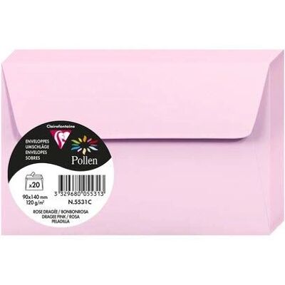Enveloppes Rose Clairefontaine - Pack de 20 - Pollen 90x140mm - FSC Enveloppes Rose Clairefontaine - Pack de 20 - Pollen 90x140mm - FSC