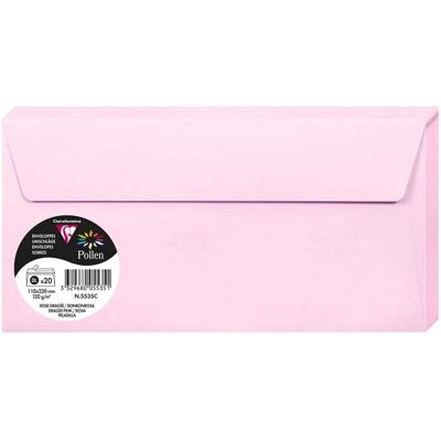 Clairefontaine Rose dragée 110x220mm 120g/m² Enveloppes - 20 pcs Clairefontaine Rose dragée 110x220mm 120g/m² Enveloppes - 20 pcs