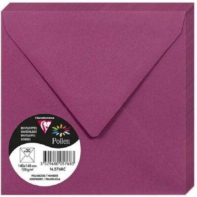 Clairefontaine Enveloppes Pollen Framboise - 140x140mm, 120g/m2 - Lot de 4 - Publicité Clairefontaine Enveloppes Pollen Framboise - 140x140mm, 120g/m2 - Lot de 4 - Publicité