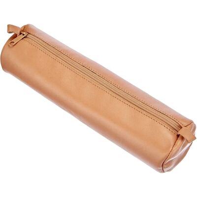 Clairefontaine Model 8298C Leather Round Pencil Case - Pen, Eraser, Ruler Clairefontaine Model 8298C Leather Round Pencil Case - Pen, Eraser, Ruler