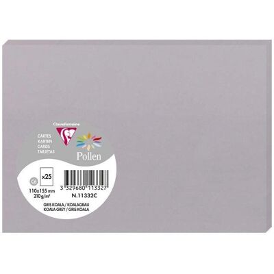 Clairefontaine 25 Cartes Pollen 110x155mm - Gris koala - Lot de 5 Clairefontaine 25 Cartes Pollen 110x155mm - Gris koala - Lot de 5