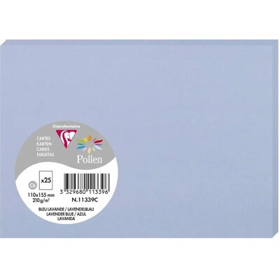 Cartes Pollen Bleu Lavande Clairefontaine - Pack 25 - 110x155mm - FSC Cartes Pollen Bleu Lavande Clairefontaine - Pack 25 - 110x155mm - FSC