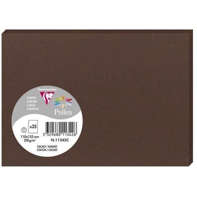 Clairefontaine Kakaobohne Pollen Karten - 25 Stk, 110x155mm, 210g/m2 Clairefontaine Kakaobohne Pollen Karten - 25 Stk, 110x155mm, 210g/m2