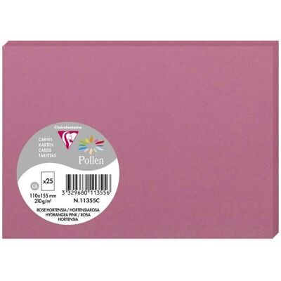 Clairefontaine Pollen 110x155mm 210g/m2 - Rose hortensia - Cartes Clairefontaine Pollen 110x155mm 210g/m2 - Rose hortensia - Cartes