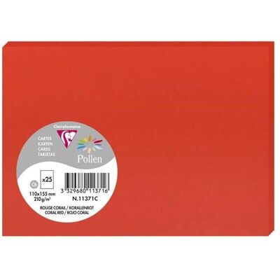 Clairefontaine Cartes Pollen Rouge Corail 25pcs - 110x155mm Clairefontaine Cartes Pollen Rouge Corail 25pcs - 110x155mm