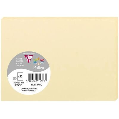 Clairefontaine Pollen Cartes 25 Pack Chamois - 110x155mm, 210g/m² - Cartes Clairefontaine Pollen Cartes 25 Pack Chamois - 110x155mm, 210g/m² - Cartes