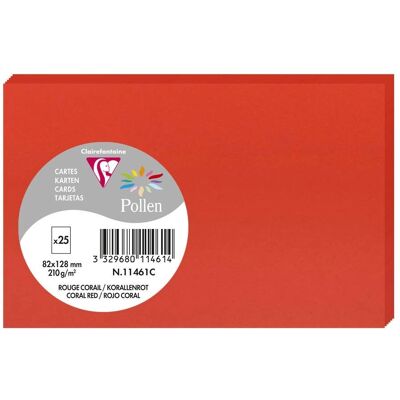 Clairefontaine 82x128mm 210g/m2 Karten - Korallenrot - Packung 25 Clairefontaine 82x128mm 210g/m2 Karten - Korallenrot - Packung 25