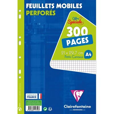 Clairefontaine 300-Page Perforated A4 Sheets - Green/White, White, Red, Black - Pack of 15 - Paper Type Clairefontaine 300-Page Perforated A4 Sheets - Green/White, White, Red, Black - Pack of 15 - Paper Type
