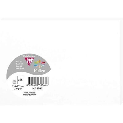 Clairefontaine 25 Cartes blanches C6 - Cartes Clairefontaine 25 Cartes blanches C6 - Cartes