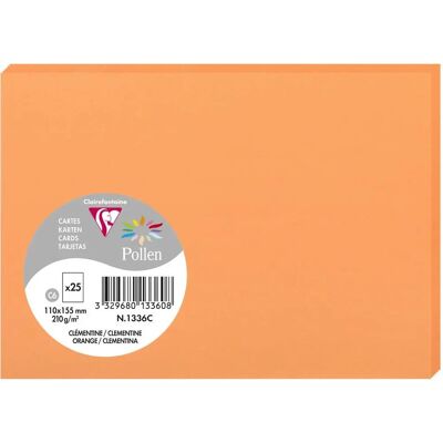 Clairefontaine Pollen Cartes 25 Pack - Clementine - 110x155mm - Cartes Clairefontaine Pollen Cartes 25 Pack - Clementine - 110x155mm - Cartes