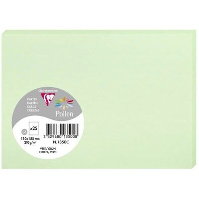 Clairefontaine Cartes Pollen Vertes - 110x155mm 210g/m2 - Vert Clairefontaine Cartes Pollen Vertes - 110x155mm 210g/m2 - Vert