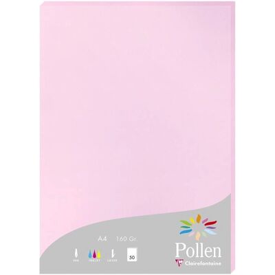 Papier Pollen Rose de Clairefontaine 50 Feuilles - A4 - Sans Acide & FSC Papier Pollen Rose de Clairefontaine 50 Feuilles - A4 - Sans Acide & FSC