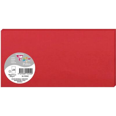 Cartes Rouge cerise 106x213mm - Paquet de 25 Cartes Rouge cerise 106x213mm - Paquet de 25