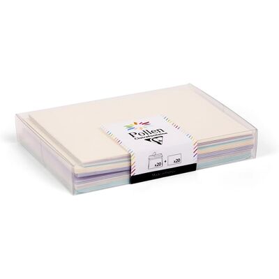 Clairefontaine Pollen färgade kuvert och kort - Födsel - 20 st Clairefontaine Pollen färgade kuvert och kort - Födsel - 20 st