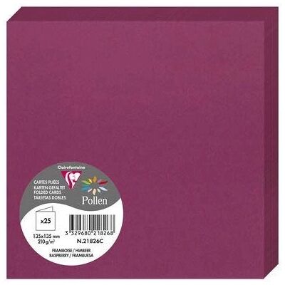 Cartes Pollen Clairefontaine 135x135mm 210g/m² - Framboise - Pack de 25 Cartes Pollen Clairefontaine 135x135mm 210g/m² - Framboise - Pack de 25