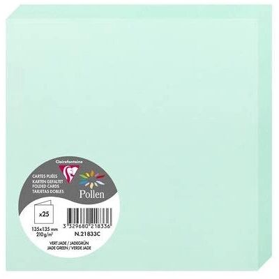 Tarjetas Pollen Verde Jade Clairefontaine 135x135mm - Pack de 25, Lote de 2 - Tarjetas Tarjetas Pollen Verde Jade Clairefontaine 135x135mm - Pack de 25, Lote de 2 - Tarjetas