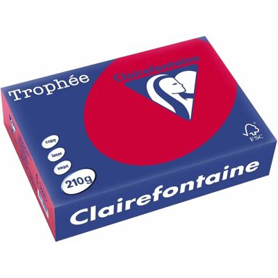 Kolorowy papier Clairefontaine Kersenrood A4 - 210g - 250 arkuszy Kolorowy papier Clairefontaine Kersenrood A4 - 210g - 250 arkuszy