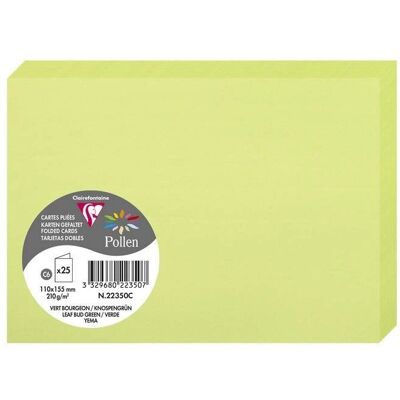 Clairefontaine Tarjetas Pollen Verdes - 25 Pliegues 110x155mm 210g/m² - Pack de 3 Clairefontaine Tarjetas Pollen Verdes - 25 Pliegues 110x155mm 210g/m² - Pack de 3