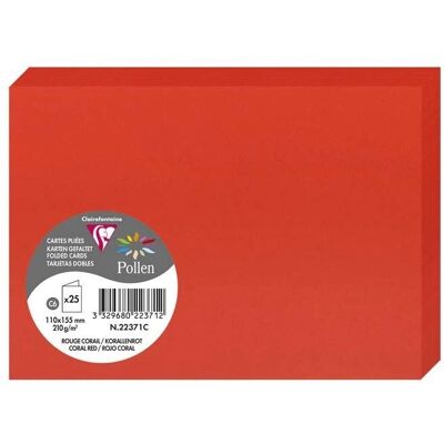 Carte Pollen Clairefontaine 25 pz Rosso corallo - Confezione da 3 biglietti di auguri Carte Pollen Clairefontaine 25 pz Rosso corallo - Confezione da 3 biglietti di auguri