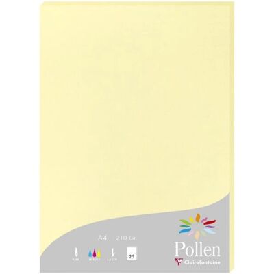Clairefontaine Pollen utskriftspapper - A4 25 ark - Gul Clairefontaine Pollen utskriftspapper - A4 25 ark - Gul