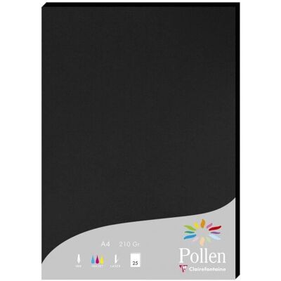 Papel de impresión Pollen de Clairefontaine A4 - 25 hojas - Negro Papel de impresión Pollen de Clairefontaine A4 - 25 hojas - Negro
